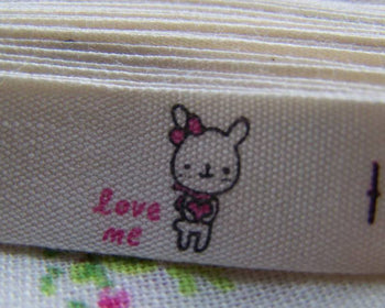 Accessories - 5.46 Yards (5 Meters) Lovely Rabbit Print Cotton Ribbon Label String A2597
