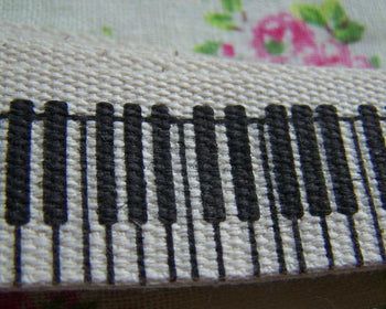 Accessories - 5.46 Yards (5 Meters) Musical Keyboard Print Cotton Ribbon Label String A2625
