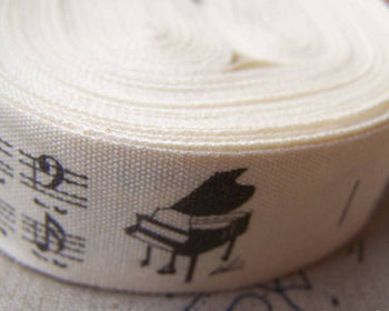 Accessories - 5.46 Yards (5 Meters) Musice Note Piano Print Ribbon Label String A2606