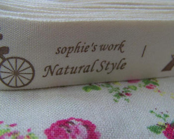 Accessories - 5.46 Yards (5 Meters) Natural Style Bicycle Eiffel Tower Tree Sewing Machine Girl Print Cotton Ribbon Label String A2651