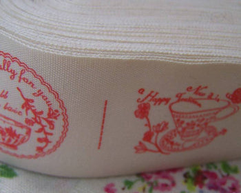 Accessories - 5.46 Yards (5 Meters) Orange Pattern Print Cotton Ribbon String A2860