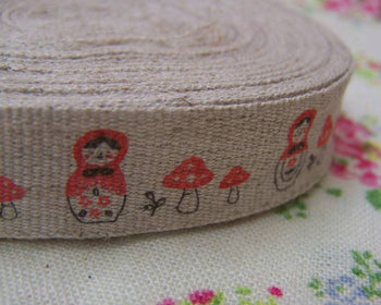 Accessories - 5.46 Yards (5 Meters) Russian Nesting Doll Print Linen Ribbon Label String A2644