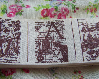 Accessories - 5.46 Yards (5 Meters) Vintage House Lady Pattern Print Cotton Ribbon Label String A2558