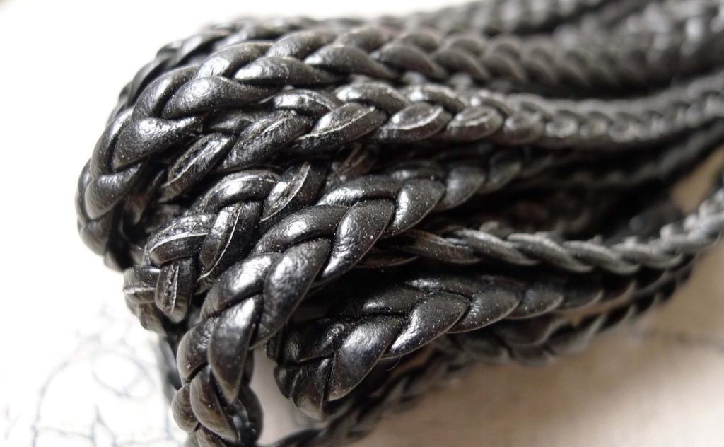 Accessories - 5 Meters Of Black Artificial Leather Twisted Cords Thread String 3x7mm A6914