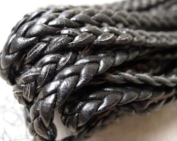 Accessories - 5 Meters Of Black Artificial Leather Twisted Cords Thread String 3x7mm A6914