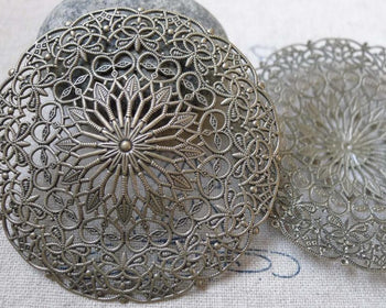 Accessories - 5 Pcs Antique Brone Brass Filigree Flower Hat Embellishments 55mm A6323