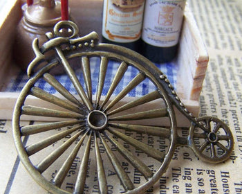 Accessories - 5 Pcs Antique Bronze 19th Century Vintage Bicycle Pendants Charms  46x52mm A1759