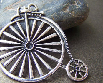 Accessories - 5 Pcs Antique Silver 19th Century Vintage Bicycle Pendants Charms 46x52mm A1760