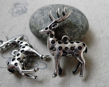 Accessories - 5 Pcs Antique Silver 3D Deer Pendant Charms 30x40mm A6350
