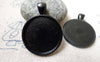 Accessories - 5 Pcs Black E-coating Metal Round Base Settings Pendants Match 25mm Cabochon A5988