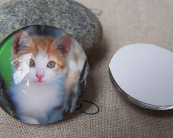 Accessories - 5 Pcs Crystal Glass Cabochon Dome Kitten Cat Round Cameo 30mm A4070