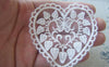 Accessories - 5 Pcs Lace Heart Doily Beige Color Filigree Floral Cotton 70x75mm A4853