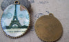 Accessories - 5 Pcs Of Antique Bronze Enamel Eiffel Tower Oval Pendants 35x45mm A1755