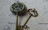 Accessories - 5 Pcs Of Antique Bronze Filigree Crown Skeleton Key Pendants Charms  30x69mm Double Sided A5486