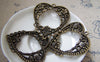 Accessories - 5 Pcs Of Antique Bronze Filigree Flower Heart Pendant Charms 40mm A2170