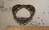 Accessories - 5 Pcs Of Antique Bronze Filigree Flower Heart Pendant Charms 40mm A2170