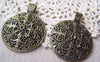 Accessories - 5 Pcs Of Antique Bronze Filigree Flower Round Pendant Charms 46x60mm  A3308