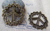 Accessories - 5 Pcs Of Antique Bronze Huge Flower Peace Symbol Pendants Charms 38mm A3653