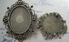 Accessories - 5 Pcs Of Antique Bronze Oval Cameo Base Settings Match 30x40mm Cabochon A2962