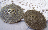 Accessories - 5 Pcs Of Antique Bronze Round Skull Pendant Charms 40mm A1581