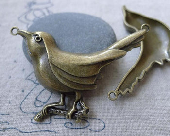 Accessories - 5 Pcs Of Antique Bronze Woodpecker Bird Charms Pendants 36x54mm  A7721