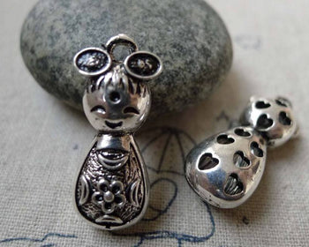 Accessories - 5 Pcs Of Antique Silver 3D Filigree Heart Girl Doll Pendants Charms 11x29mm A6373