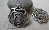 Accessories - 5 Pcs Of Antique Silver 3D Filigree Rose Flower Charms Pendants 25x26mm A6361