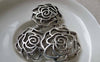 Accessories - 5 Pcs Of Antique Silver 3D Filigree Rose Flower Charms Pendants 25x26mm A6361