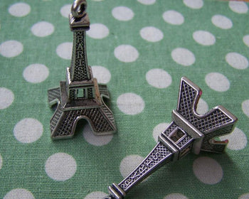 Accessories - 5 Pcs Of Antique Silver 3D Paris Eiffel Tower Pendants Huge Size 22x47mm A1828