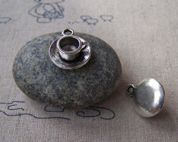 Accessories - 5 Pcs Of Antique Silver Coffee Cup Charms 15x19mm  A2313