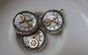 Accessories - 5 Pcs Of Antique Silver Enamel Clock Charms Size 20x23mm  A7088