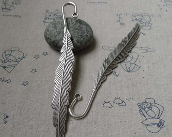 Accessories - 5 Pcs Of Antique Silver Feather Bookmarks 120mm Double Sided A6026