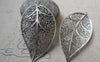 Accessories - 5 Pcs Of Antique Silver Filigree Huge Leaf  Pendants 32x54mm A6370