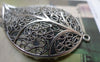 Accessories - 5 Pcs Of Antique Silver Filigree Huge Leaf  Pendants 32x54mm A6370