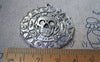 Accessories - 5 Pcs Of Antique Silver Round Skull Pendant Charms 40mm A4743