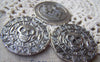 Accessories - 5 Pcs Of Antique Silver Round Skull Pendant Charms 40mm A4743