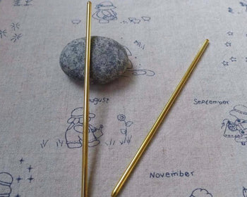 Accessories - 5 Pcs Of Gold Tone Brass Retro Solid Hair Stick Bun Stick 3x120mm A5567