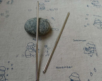 Accessories - 5 Pcs Of Platinum White Gold Tone Brass Retro Solid Hair Stick Bun Stick 3x120mm  A5569