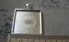 Accessories - 5 Pcs Of Silver Plated Square Cabochon Base Pendants Match 25x25mm Cameo A5716