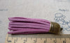 Accessories - 5 Pcs Of Square Faux Suede Fuchsia Leather Tassel With Brass Bead Caps A6648