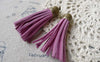 Accessories - 5 Pcs Of Square Faux Suede Fuchsia Leather Tassel With Brass Bead Caps A6648
