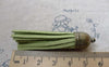 Accessories - 5 Pcs Of Square Faux Suede Green Leather Tassel With Brass Bead Caps A6665