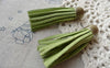 Accessories - 5 Pcs Of Square Faux Suede Green Leather Tassel With Brass Bead Caps A6665
