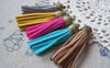Accessories - 5 Pcs Of Square Faux Suede Leather Tassel With Brass Bead Caps Mixed Color A4898