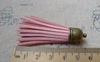 Accessories - 5 Pcs Of Square Faux Suede Light Pink Leather Tassel With Brass Bead Caps A6646