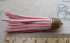 Accessories - 5 Pcs Of Square Faux Suede Pink Leather Tassel With Brass Bead Caps A6664
