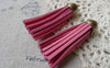 Accessories - 5 Pcs Of Square Faux Suede  Rose Leather Tassel With Brass Bead Caps A6649