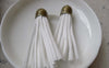 Accessories - 5 Pcs Of Square Faux Suede White Leather Tassel With Brass Bead Caps A6647