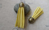 Accessories - 5 Pcs Of Square Faux Suede Yellow Leather Tassel With Brass Bead Caps A6666