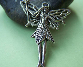 Accessories - 5 Pcs Of Tibetan Silver Antique Silver Fairy Pendants Charms 39x51mm A1381